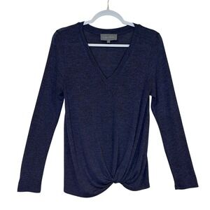 Sunday in Brooklyn Top‎ Navy Blue Medium Twist Front Knit Casual